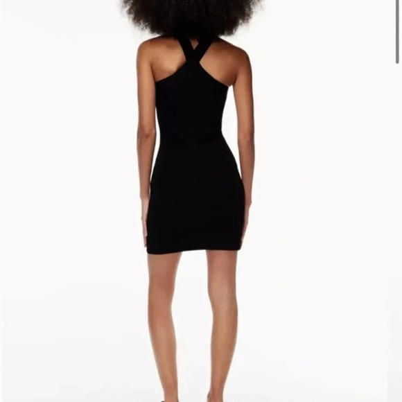 Aritzia Babaton Sculpt Knit Criss Cross Halter Dress Black Size Small - Picture 3 of 8